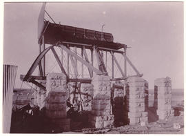 Circa 1900. Anglo-Boer War. Water tank damaged at Newcastle.