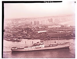 Durban, 1967. The 'Nimbus' leaving Durban harbour.