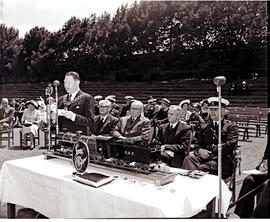 Johannesburg, December 1952. Presentation of medals to railway police parade at Milner Park.