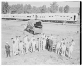 Maseru, Basutoland, 11 March 1947. Royal Train and group photo of cleaning team.