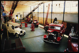 Johannesburg, 1986.Fire engines and an ambulance in James Hall Museum of Transport at Wemmer Pan.