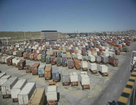 Johannesburg, 1991. Containers at City Deep container depot.