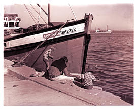 Saldanha Bay, 1977. Fishing off the quay next to the 'Savannah'.