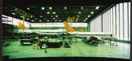 Johannesburg. Jan Smuts Airport. Two aircraft in hangar.