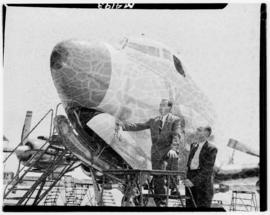 Circa 1956. Radar nose in SAA DC-7B ZS-DKD 'Dromedaris'.