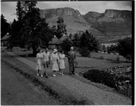 Royal Natal National Park, Drakensberg, 14 to 16 March 1947. Royal family with Prime Minister JC ...