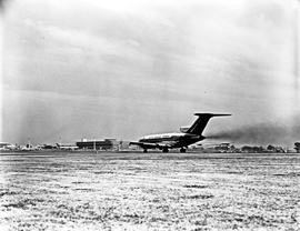Johannesburg, 1972. Jan Smuts airport. SAA Boeing 727 ZS-SBC 'Vaal' on the runway.