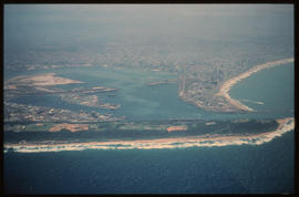 Durban. Aerial view of Durban Harbour and the Bluff.
