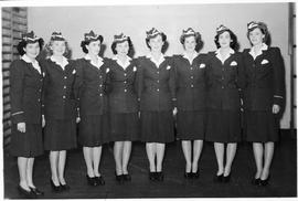 August 1946. SAA air hostesses passing out parade.