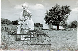 Swellendam, 1955. Statue in Drostdy grounds.