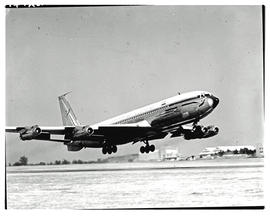 Johannesburg, 1965. Jan Smuts airport. SAA Boeing 707 ZS-CKD 'Kaapstad' taking off.