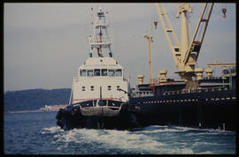 Durban, September 1984. SAR tug 'Dirk Coetzee' in Durban Harbour. [T Robberts]