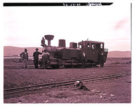Knysna. South-Western Railway Company 0-8-0T Orenstein & Koppel 4880 of 1911, with staff.