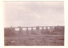 Transvaal, circa 1900. Repaired bridge with two collapsed spans during Anglo-Boer War, three days...