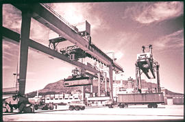 Cape Town. Container gantry in Table Bay Harbour.