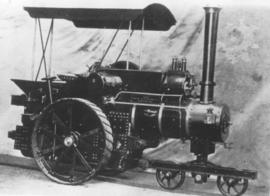 Cape Town. A Wallis & Steevens 3-ton steam tractor converted to run on a single rail presumab...