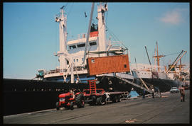 Durban. Loading containers in Durban Harbour.