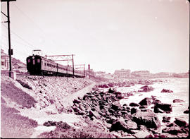 Cape Town, 1927. Electric train service at Muizenberg.