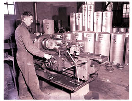 Springs, 1954. Hot water cylinder factory interior.