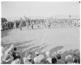 Maseru, Basutoland, 12 March 1947. Traditional warrior dance.