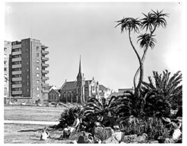 Port Elizabeth, 1971. View of the Hill Presbyterian Church from the Donkin Reserve.