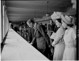 Kimberley, 18 April 1947. Royal family inspecting diamonds at De Beers.