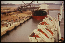 Richards Bay, April 1976. Coal carrier waiting at coal terminal during official opening of Richar...