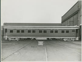 Side view of SAR first class sleeping car Type C-33 No 8500 with 'Lydenburg' on the destination s...
