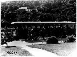 Wilderness, 1931. SAR railcar RM13 on Kaaimansrivier bridge.