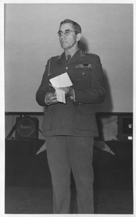 29 June 1945. Mr Hoffe, director of St John Ambulance addressing gathering.