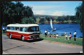 Johannesburg. SAR Leyland Royal Tiger tour bus No MT16308 next to Emmarentia Dam. SAR Tourist Ser...