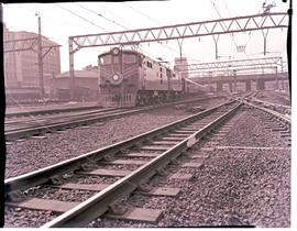 "Johannesburg, 1963. Two SAR Class 5E's with Blue Train leaving."
