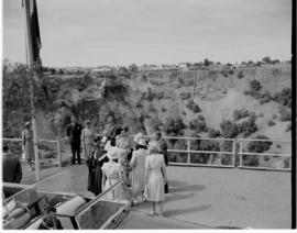 Kimberley, 18 April 1947. Royal family at viewpoint of Big Hole. Diamond mine.