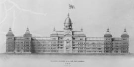 Cape Town, 1897. Architectural sketch of suggested extension of railway station.