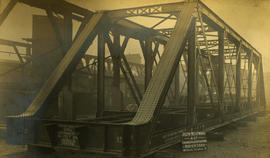 London, England. Assembled 100' foot span steel bridge for the Umsindusi River crossing. Photogra...