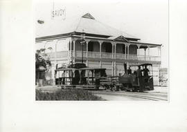 Beira, Mozambique. Street tramway showing Decaville No 326 narrow gauge engine 'D. Carlos', built...
