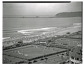 Durban, 1950. Bowling greens and beach.