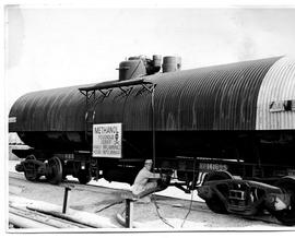 Johannesburg, circa 1942. The first railway tanker with methanol from Modderfontein.