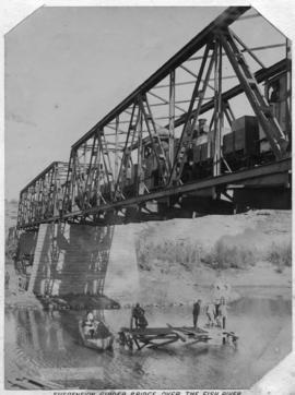 Seeheim, South-West Africa. Fish River. Load testing by locomotive.