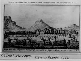 Cape Town, 1763. View of the Parade. (Reproduction from unknown magazine)