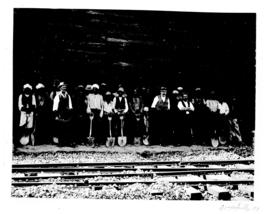 Durban, 31 July 1901. Railway gang alongside railway tracks. (Durban Harbour album of CBP Lewis)