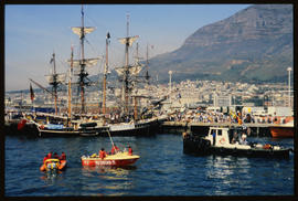 Cape Town. Large sailing vessel in Table Bay Harbour.
