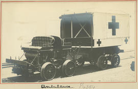 Motorised trolley with rail ambulance in World War One.
