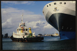 Durban. SAR tug 'Paul Sauer' with ship in Durban Harbour.
