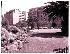 "Johannesburg, 1957. De Villiers Street entrance to SAR building at 96 Rissik Street."