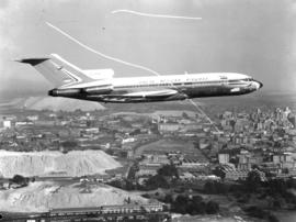 Johannesburg, 1967. SAA Boeing 727 ZS-DYN 'Limpopo' in flight.