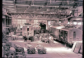 Johannesburg, 1937. Electrical locomotive workshop at Braamfontein.