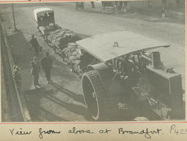 Brandfort district. SAR Thornycroft tractor with load of trailers..