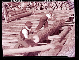 "Knysna, 1954. Loading logs."