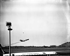 Durban, 1966. Louis Botha airport. SAA Boeing 727 taking off.